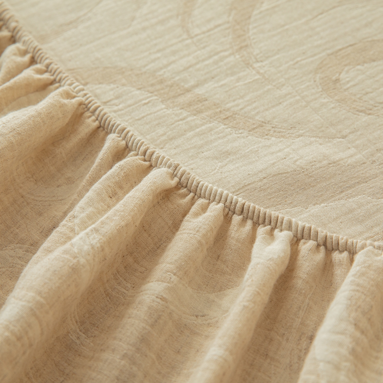 91家纺网 家纺一手货源 找家纺 眠博士 2025新款A类棉麻双层纱提花床笠 棉麻双层纱床笠-灵韵