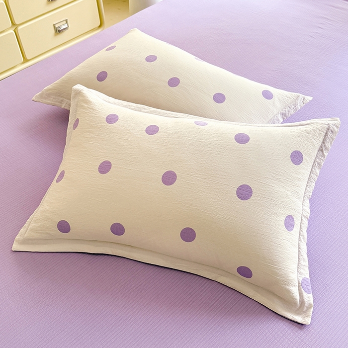 91家纺网 家纺一手货源 找家纺 韩约家纺 2025新款1全棉镂空双色刺绣花边床单款加厚棉麻四件套 波波紫