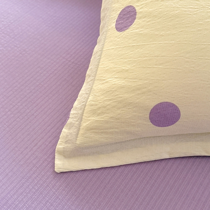 91家纺网 家纺一手货源 找家纺 韩约家纺 2025新款1全棉镂空双色刺绣花边床单款加厚棉麻四件套 波波紫