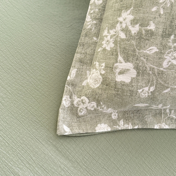 91家纺网 家纺一手货源 找家纺 韩约家纺 2025新款1全棉镂空双色刺绣花边床单款加厚棉麻四件套 美伊