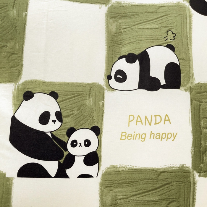 91家纺网 家纺一手货源 找家纺 金盛纺 2025新款13372全棉印花单品床单 熊猫胖达