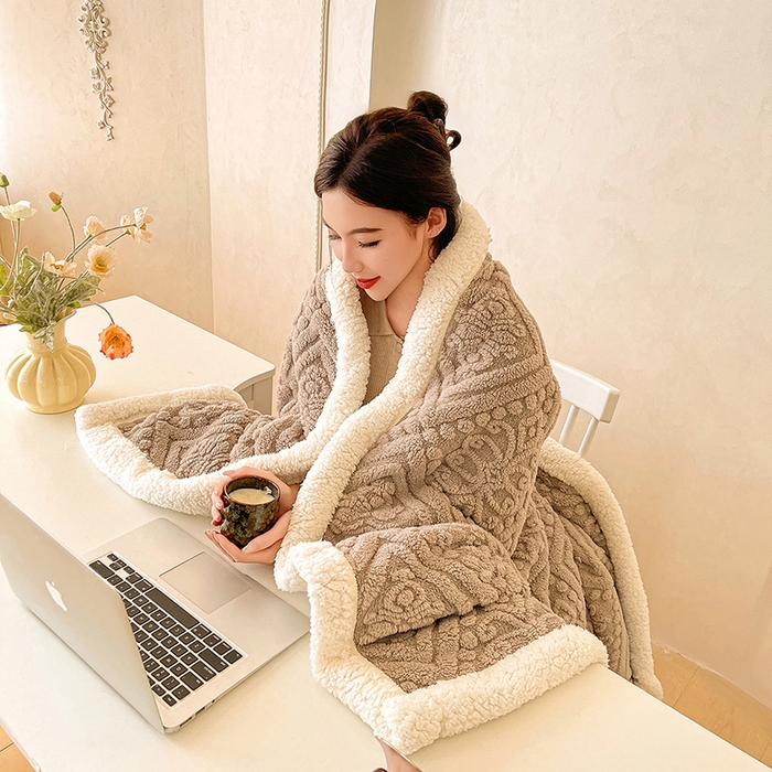 91家纺网 家纺一手货源 找家纺 世纪绒品 2025新款5D雕花毛毯 星空灰