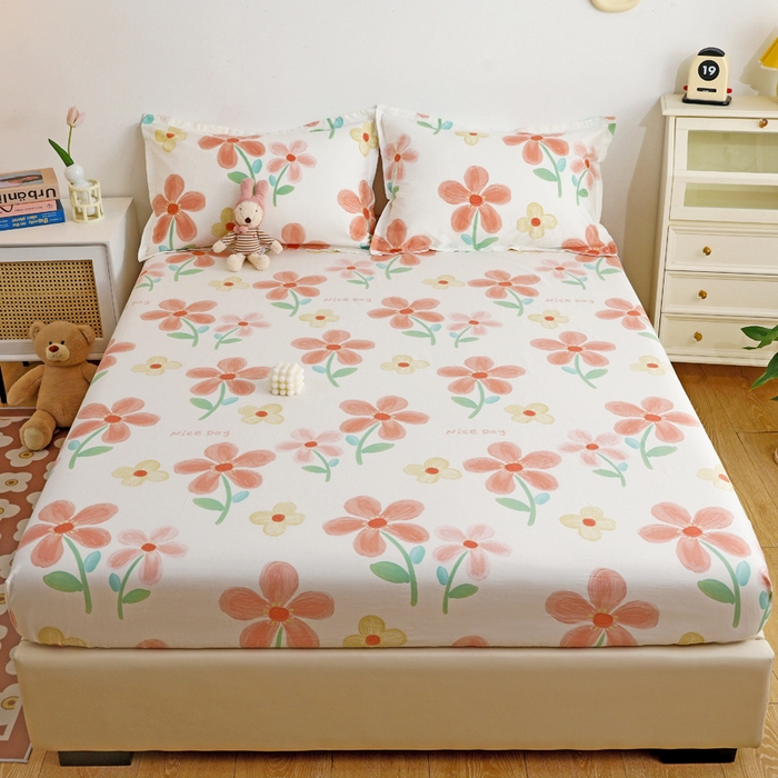 金盛纺 2025新款13372全棉印花单品床笠 桔阳花