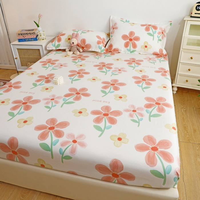 91家纺网 家纺一手货源 找家纺 金盛纺 2025新款13372全棉印花单品床笠 桔阳花