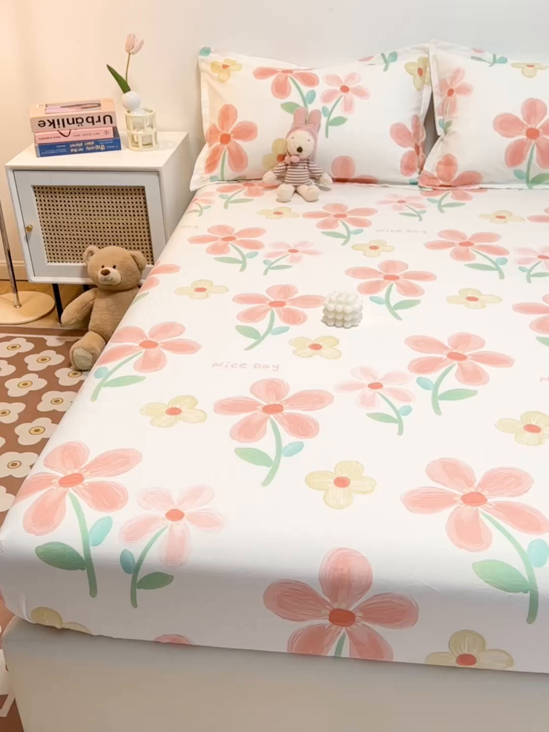 91家纺网 家纺一手货源 找家纺 金盛纺 2025新款13372全棉印花单品床笠 桔阳花