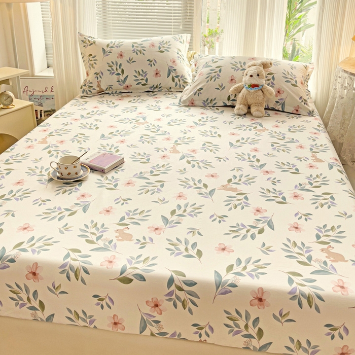 91家纺网 家纺一手货源 找家纺 金盛纺 2025新款13372全棉印花单品床笠 轻纱漫舞