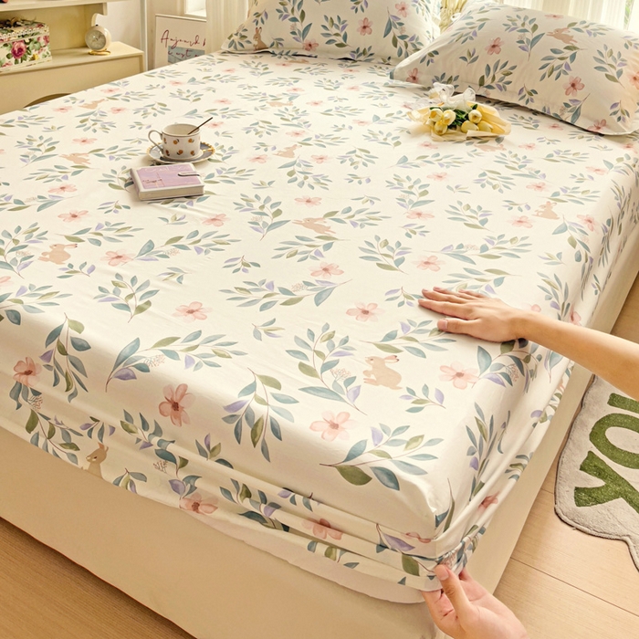 91家纺网 家纺一手货源 找家纺 金盛纺 2025新款13372全棉印花单品床笠 轻纱漫舞