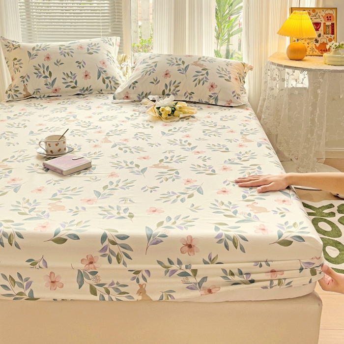 91家纺网 家纺一手货源 找家纺 金盛纺 2025新款13372全棉印花单品床笠 轻纱漫舞