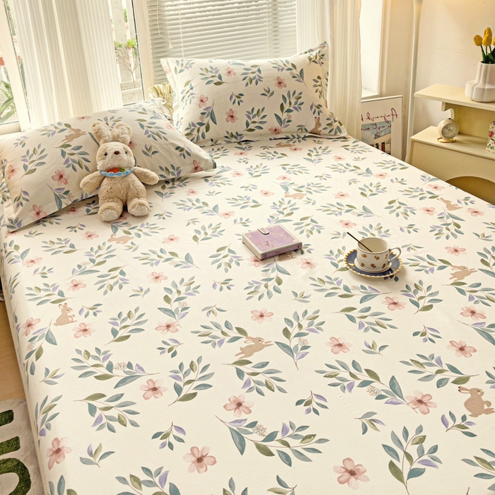 91家纺网 家纺一手货源 找家纺 金盛纺 2025新款13372全棉印花单品床笠 轻纱漫舞