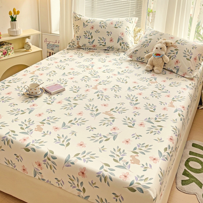 91家纺网 家纺一手货源 找家纺 金盛纺 2025新款13372全棉印花单品床笠 轻纱漫舞