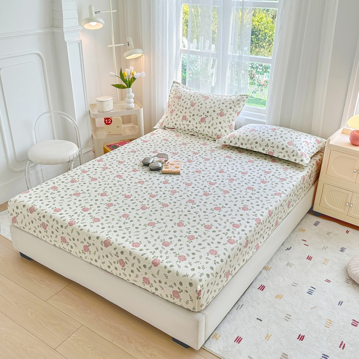 91家纺网 家纺一手货源 找家纺 金盛纺 2025新款13372全棉印花单品床笠 花涧澈