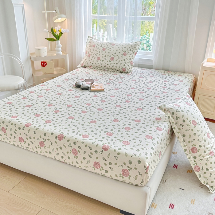 91家纺网 家纺一手货源 找家纺 金盛纺 2025新款13372全棉印花单品床笠 花涧澈