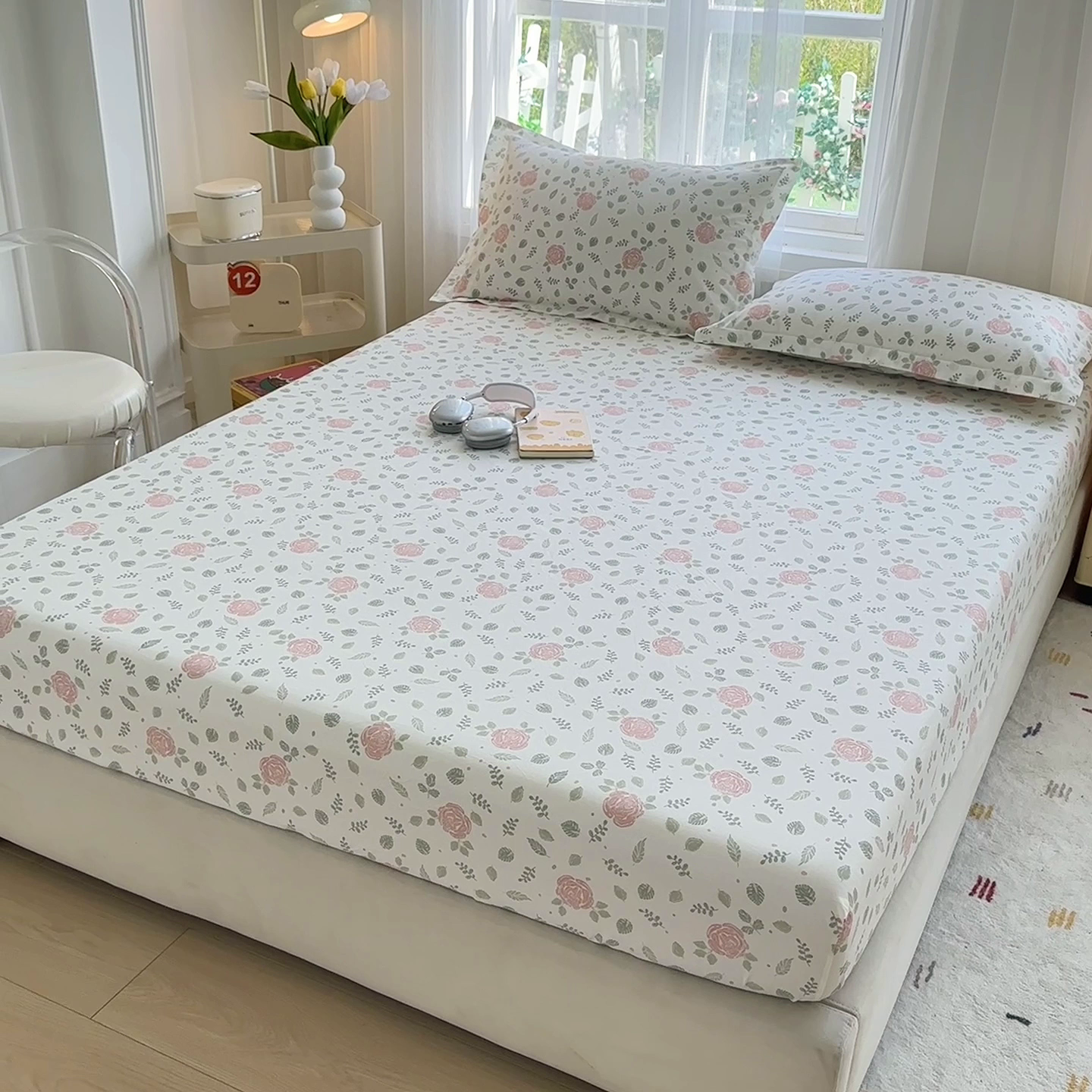 91家纺网 家纺一手货源 找家纺 金盛纺 2025新款13372全棉印花单品床笠 花涧澈