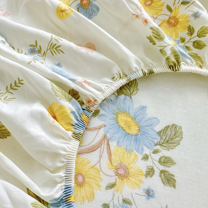 91家纺网 家纺一手货源 找家纺 金盛纺 2025新款13372全棉印花单品床笠 冷露金桂