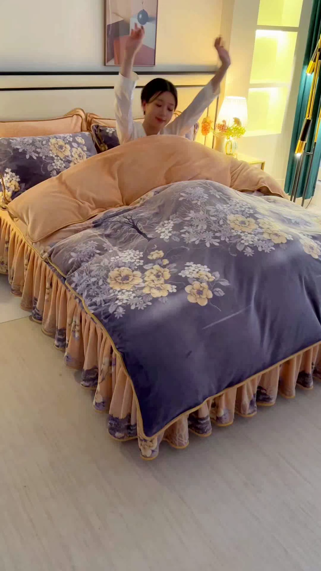 91家纺网 家纺一手货源 找家纺 望淮 2025新款230g印花金貂绒牛奶绒四件套 挪威森林