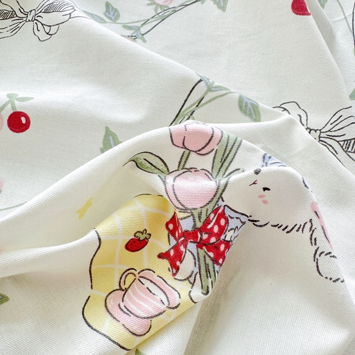 91家纺网 家纺一手货源 找家纺 金盛纺 2025新款13372全棉印花单品床笠 春游泡泡