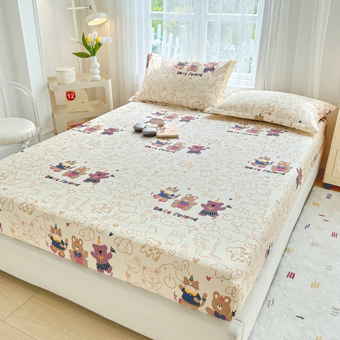 91家纺网 家纺一手货源 找家纺 金盛纺 2025新款13372全棉印花单品床笠 小童趣