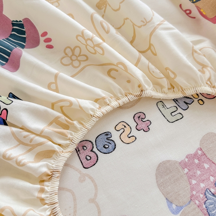 91家纺网 家纺一手货源 找家纺 金盛纺 2025新款13372全棉印花单品床笠 小童趣