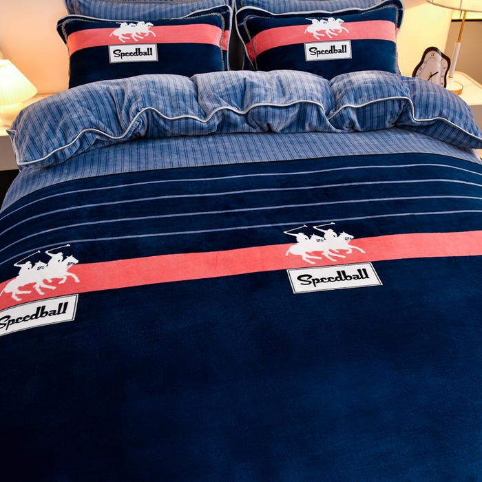 91家纺网 家纺一手货源 找家纺 2025新款230克8.5斤加厚高克重牛奶绒金貂绒法莱绒四件套冬季加绒法兰绒床裙款 比萨之约