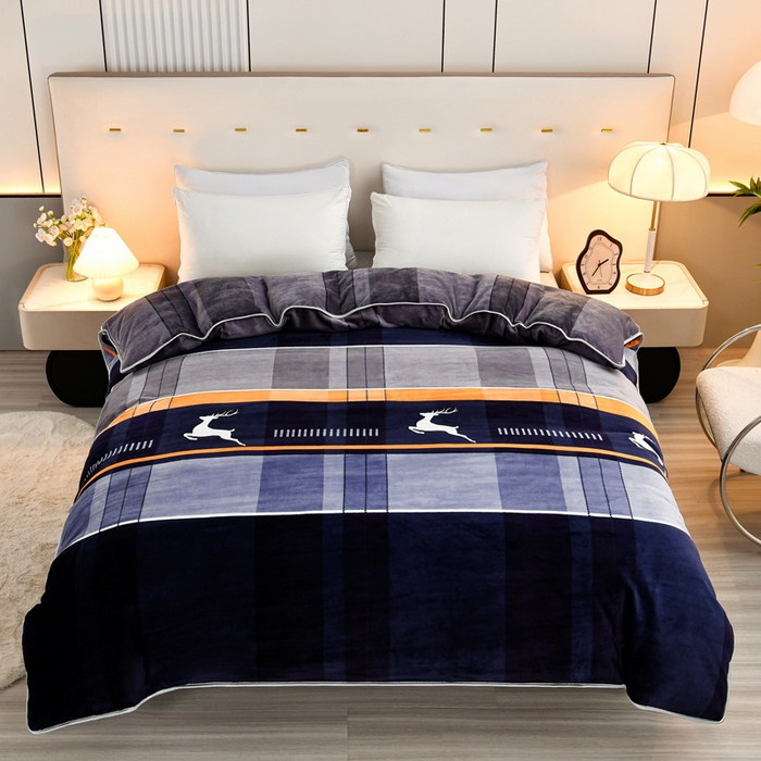 91家纺网 家纺一手货源 找家纺 2025新款230克8.5斤加厚高克重牛奶绒金貂绒法莱绒四件套冬季加绒法兰绒床裙款 极简主义