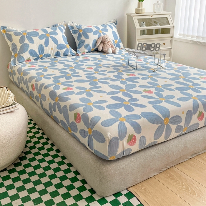 91家纺网 家纺一手货源 找家纺 金盛纺 2025新款13372全棉印花单品床笠 风灵玉秀