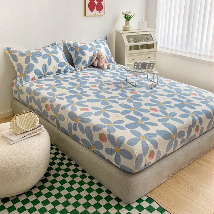 91家纺网 家纺一手货源 找家纺 金盛纺 2025新款13372全棉印花单品床笠 风灵玉秀