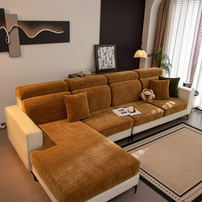 91家纺网 家纺一手货源 找家纺 沐沐家纺 2026新款亲肤舒适南笙沙发笠 咖色