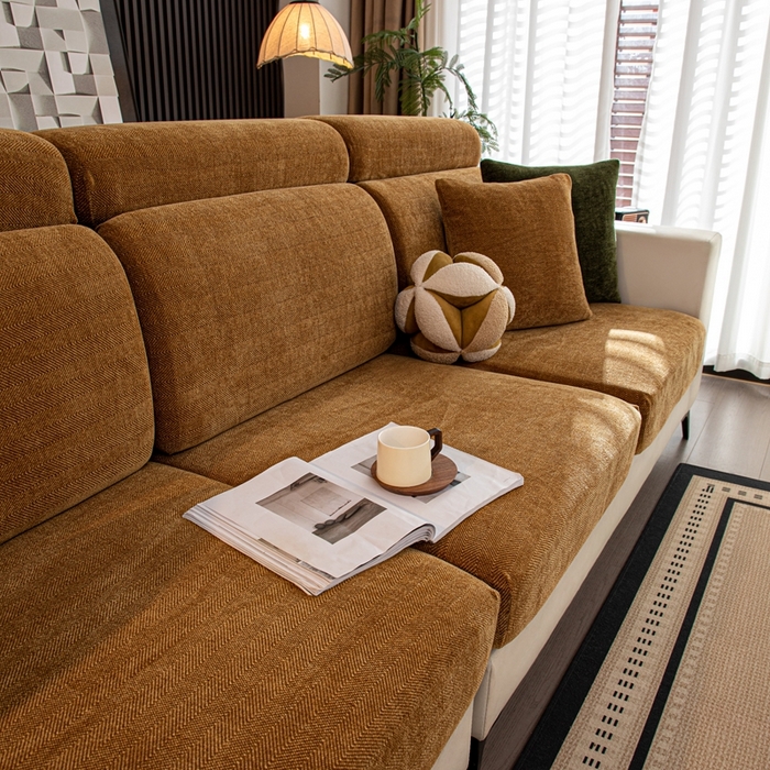 91家纺网 家纺一手货源 找家纺 沐沐家纺 2026新款亲肤舒适南笙沙发笠 咖色