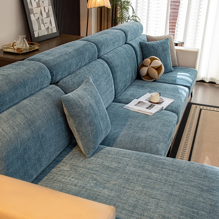 91家纺网 家纺一手货源 找家纺 沐沐家纺 2026新款亲肤舒适南笙沙发笠 蓝色