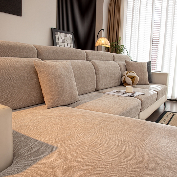 91家纺网 家纺一手货源 找家纺 沐沐家纺 2026新款亲肤舒适南笙沙发笠 米色