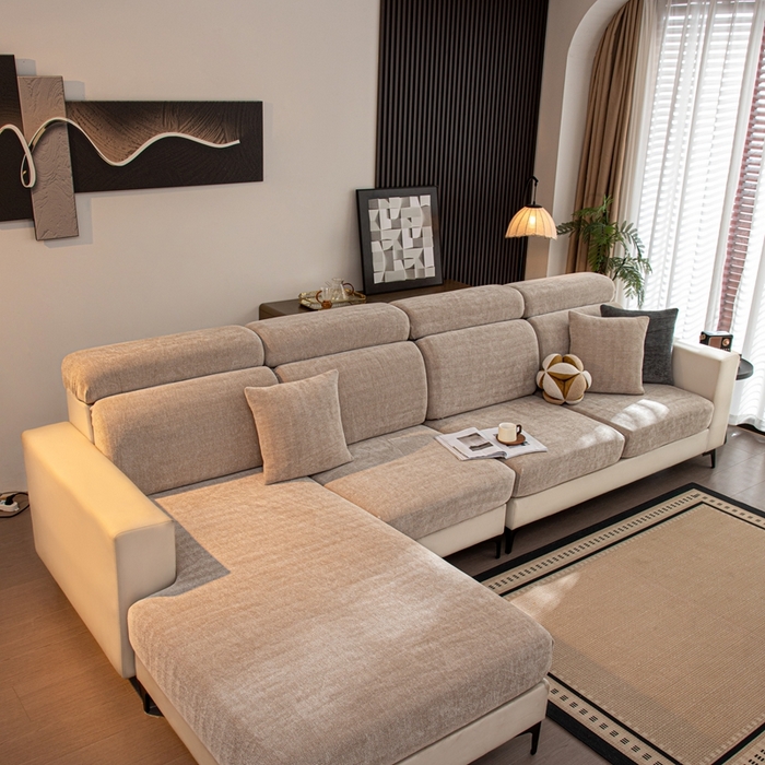 91家纺网 家纺一手货源 找家纺 沐沐家纺 2026新款亲肤舒适南笙沙发笠 米色