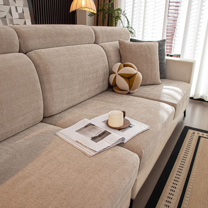 91家纺网 家纺一手货源 找家纺 沐沐家纺 2026新款亲肤舒适南笙沙发笠 米色