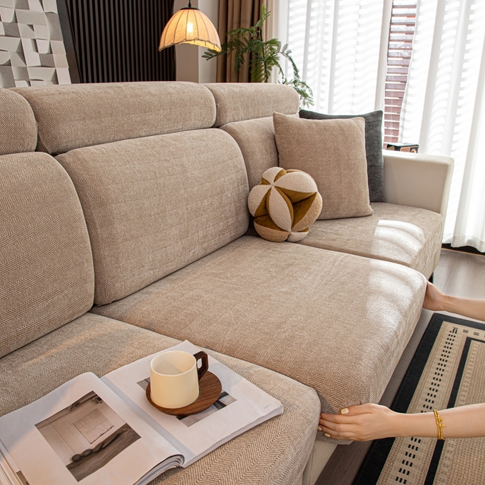 91家纺网 家纺一手货源 找家纺 沐沐家纺 2026新款亲肤舒适南笙沙发笠 米色