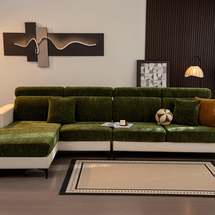 91家纺网 家纺一手货源 找家纺 沐沐家纺 2026新款亲肤舒适南笙沙发笠 抹茶