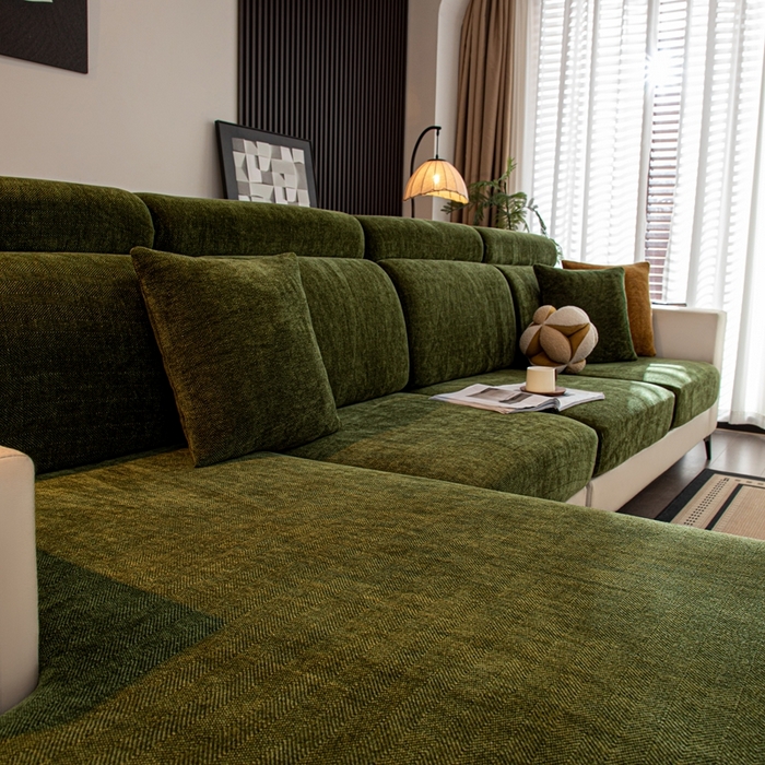 91家纺网 家纺一手货源 找家纺 沐沐家纺 2026新款亲肤舒适南笙沙发笠 抹茶