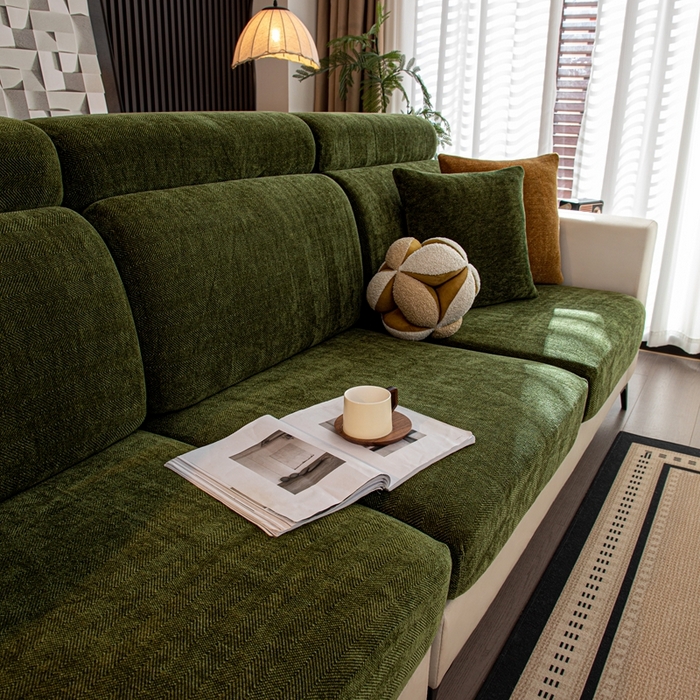 91家纺网 家纺一手货源 找家纺 沐沐家纺 2026新款亲肤舒适南笙沙发笠 抹茶