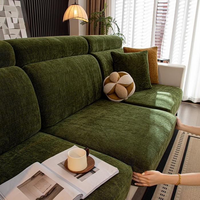 91家纺网 家纺一手货源 找家纺 沐沐家纺 2026新款亲肤舒适南笙沙发笠 抹茶