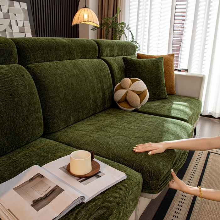 91家纺网 家纺一手货源 找家纺 沐沐家纺 2026新款亲肤舒适南笙沙发笠 抹茶