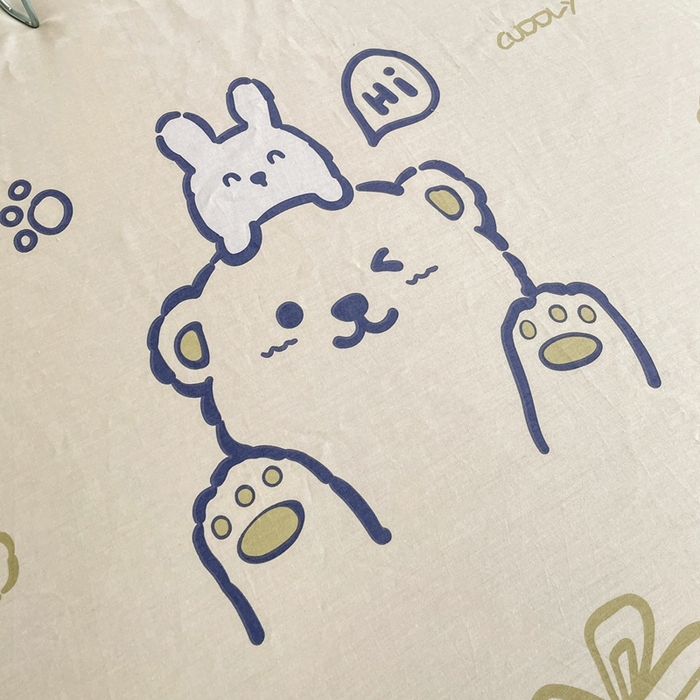 91家纺网 家纺一手货源 找家纺 金盛纺 2025新款13372全棉印花单品床笠 哇塞小熊