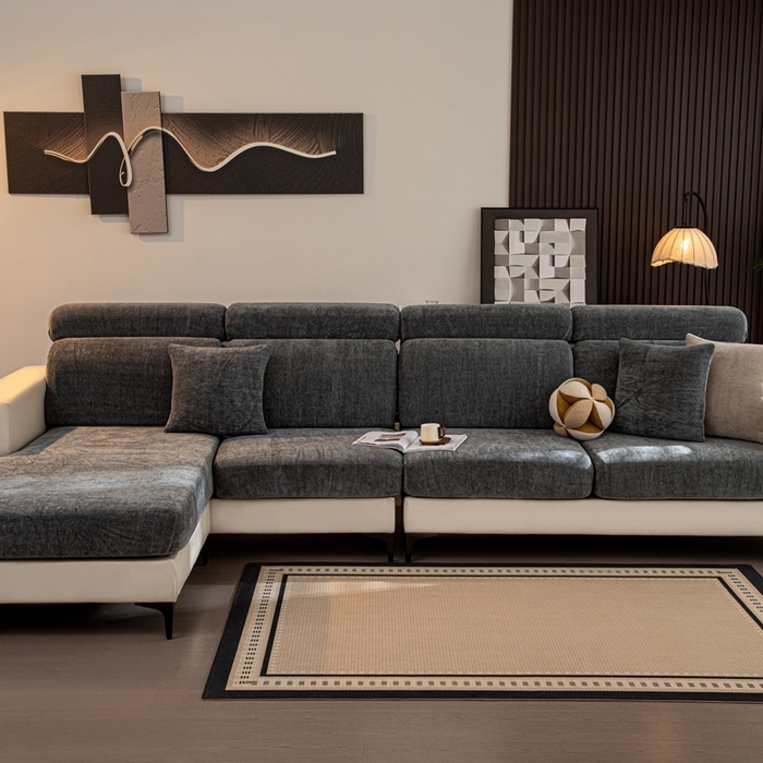 91家纺网 家纺一手货源 找家纺 沐沐家纺 2026新款亲肤舒适南笙沙发笠 深灰