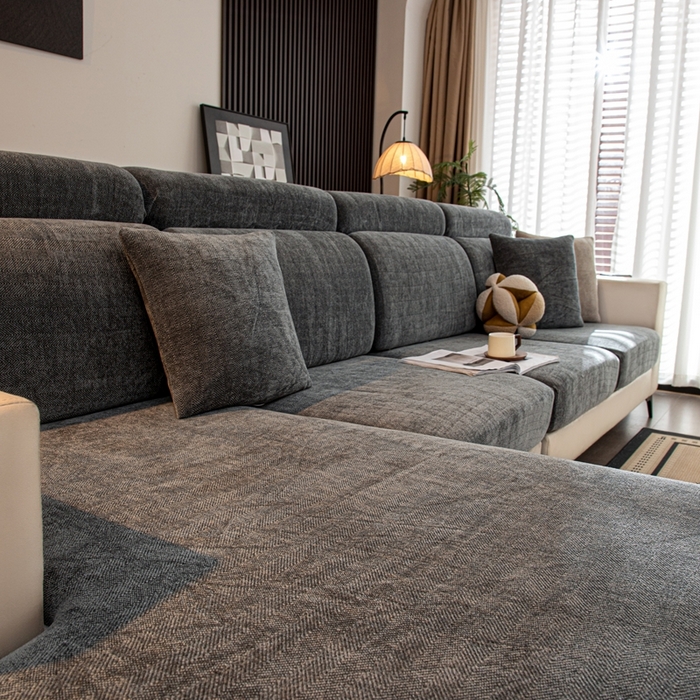 91家纺网 家纺一手货源 找家纺 沐沐家纺 2026新款亲肤舒适南笙沙发笠 深灰