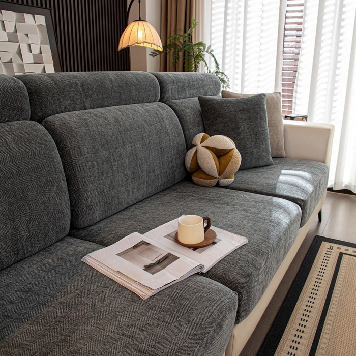 91家纺网 家纺一手货源 找家纺 沐沐家纺 2026新款亲肤舒适南笙沙发笠 深灰