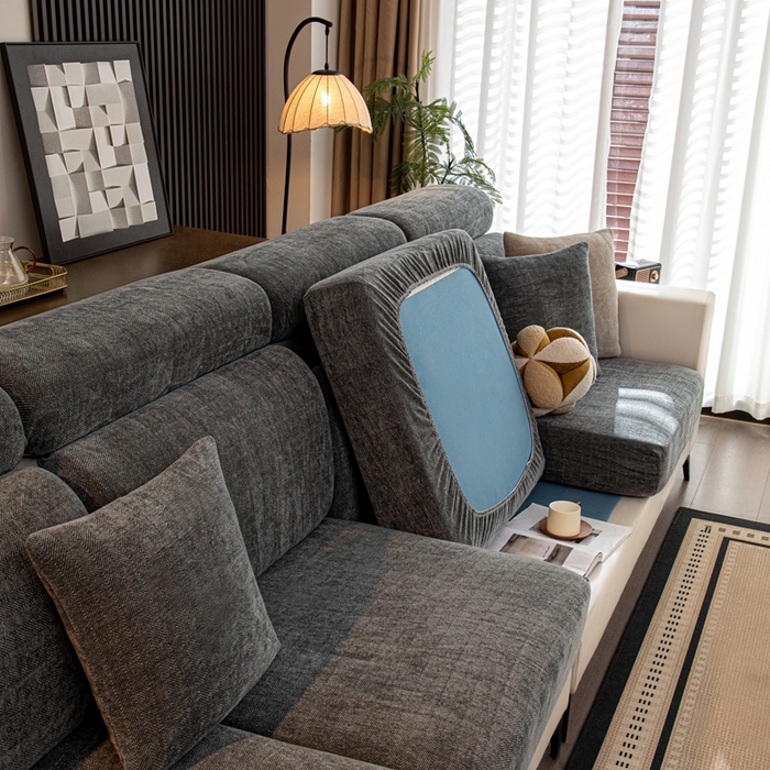 91家纺网 家纺一手货源 找家纺 沐沐家纺 2026新款亲肤舒适南笙沙发笠 深灰