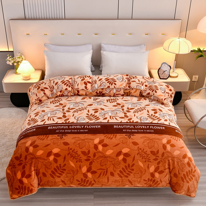 91家纺网 家纺一手货源 找家纺 2025新款230克8.5斤加厚高克重牛奶绒金貂绒法莱绒四件套冬季加绒法兰绒床裙款 枝繁叶茂