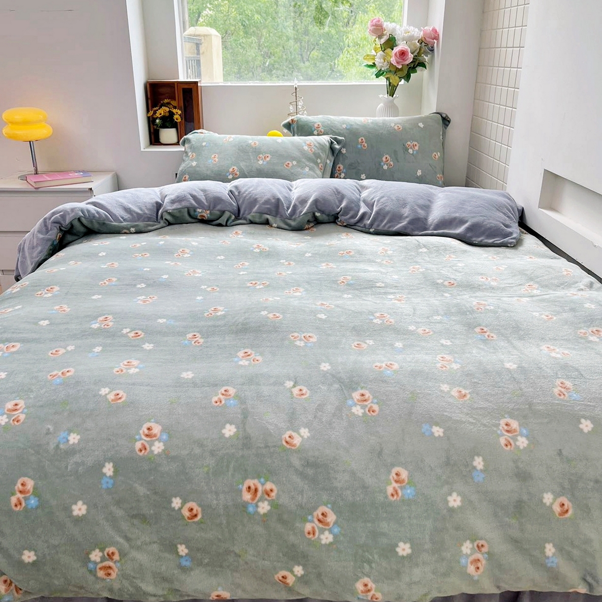 91家纺网 家纺一手货源 找家纺 恋尚羽家纺 2025新款印花牛奶绒大床裙床盖四件套 约定