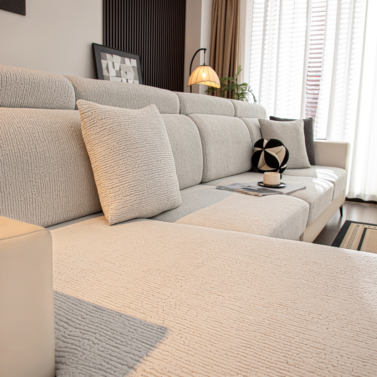 91家纺网 家纺一手货源 找家纺 沐沐家纺 2026新款酥阳沙发笠 浅灰