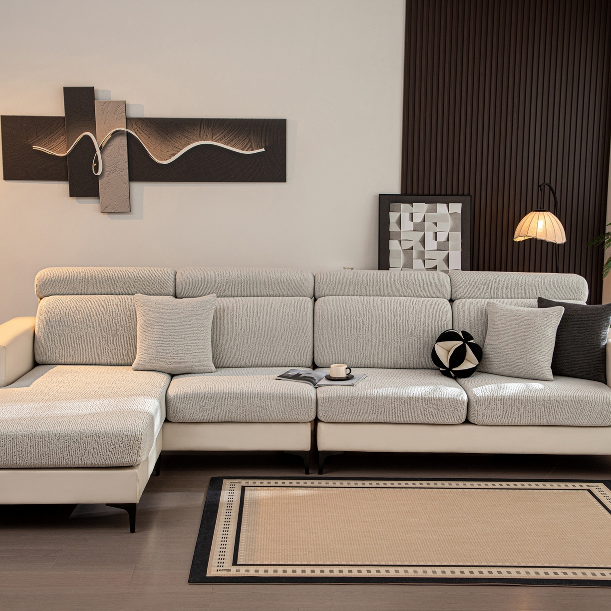 91家纺网 家纺一手货源 找家纺 沐沐家纺 2026新款酥阳沙发笠 浅灰