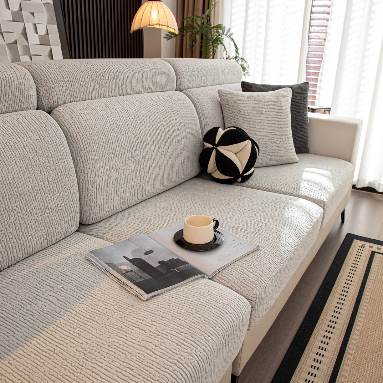 91家纺网 家纺一手货源 找家纺 沐沐家纺 2026新款酥阳沙发笠 浅灰