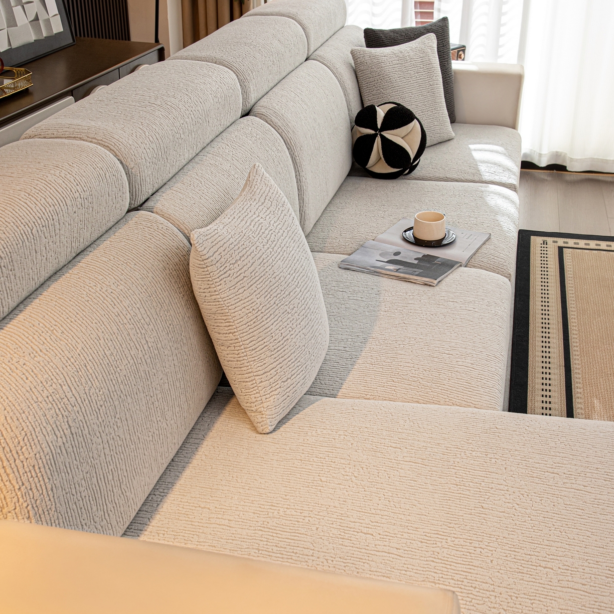 91家纺网 家纺一手货源 找家纺 沐沐家纺 2026新款酥阳沙发笠 浅灰