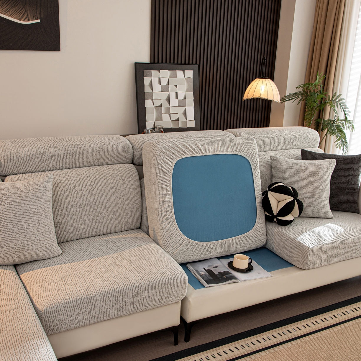 91家纺网 家纺一手货源 找家纺 沐沐家纺 2026新款酥阳沙发笠 浅灰